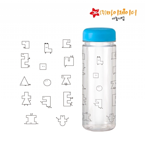 환경지킴이 캠페인 국산 정품 젖병소재 냉온 겸용 에코젠 보틀 물병500ml _한글 그리기 색칠하기 (뚜껑색상랜덤)