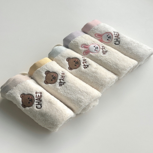 어린이집 유치원 수건 손수건 이름 자수 40수 토끼 곰 캐릭터