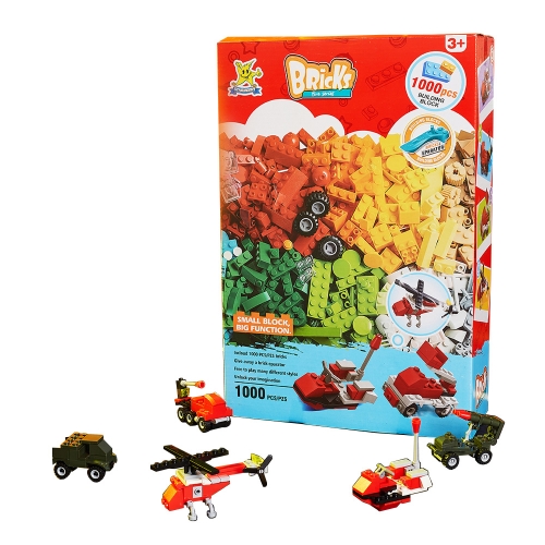 클래식 레드 1000PCS 호환블럭 기본형+소방+군대 리필 블록 놀이 장난감