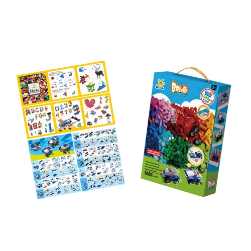 클래식 블루 1000PCS 호환블럭 기본형+경찰 시리즈 리필 블록 놀이 장난감