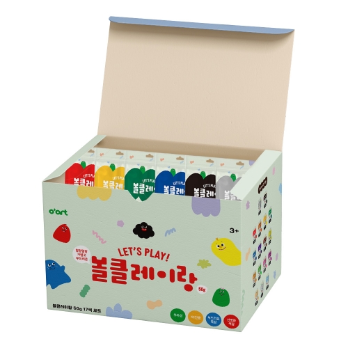 [오아트] 볼클레이랑 50g 지퍼백 17색 세트(점토/촉감놀이/KC인증)