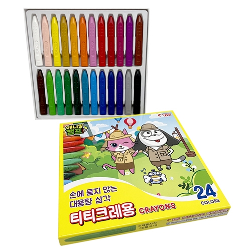 [티티] 애니멀캠프 손에묻지않는 크레용 24색