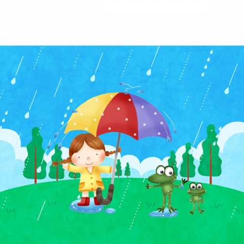 [파티붕붕]D3050 우산 현수막 / 봄비 빗방울 어린이집 유치원 장마 현수막 제작
