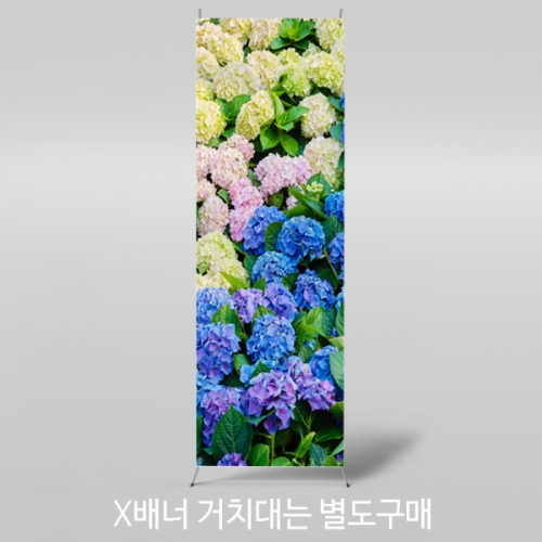 [파티붕붕] X배너 3059 / 어린이집 유치원 배경 수국 현수막 꽃 축제 플랜카드