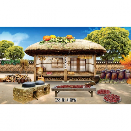[파티붕붕]D4912 전통가옥 현수막 / 초가집 현수막 유치원 어린이집 시골 전통민속 배경 포토존