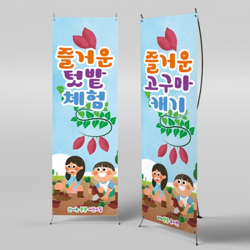 [파티붕붕] X배너 2753 / 어린이집 유치원 텃밭체험 배너 고구마 캐기 현수막