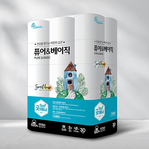 [행복제지] 굿매너 퓨어앤베이직 롤 화장지 30롤