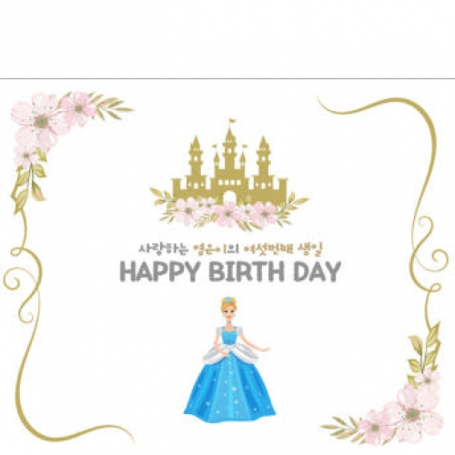 [파티붕붕] D2777 현수막 / 신데렐라 생일 현수막 플랜카드 제작 여아 생일파티 꾸미기