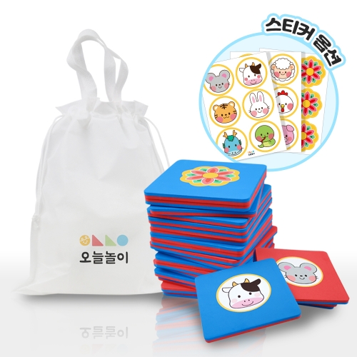 [오늘놀이] 색판 뒤집기(24개입/파우치 포함/십이간지, 전통문양 스티커/KC인증)