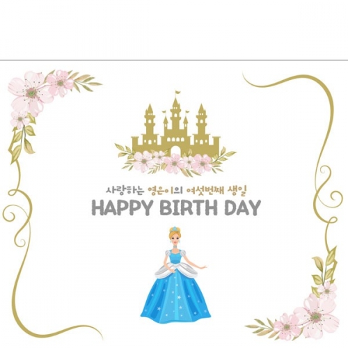 [파티붕붕]D2777 현수막 / 신데렐라 생일 현수막 플랜카드 제작 여아 생일파티 꾸미기