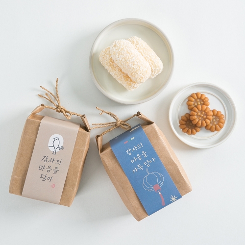 [답례품] 감사의 마음을 가득 담은 전통한과 세트 구디백(유과3개+미니약과4개+무료라벨)