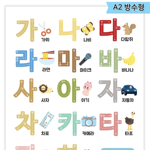 [우아띵] 가나다 쓰기 벽보 학습 한글 글자 획순