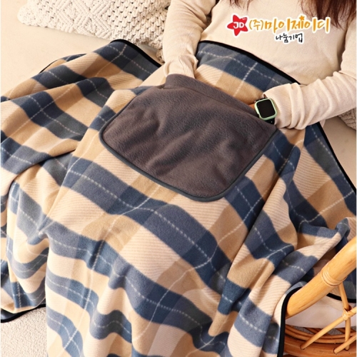 따뜻한 담요 무릎담요 크리스마스 선물 체크패턴 주머니 담요 포켓 담요(특대)
