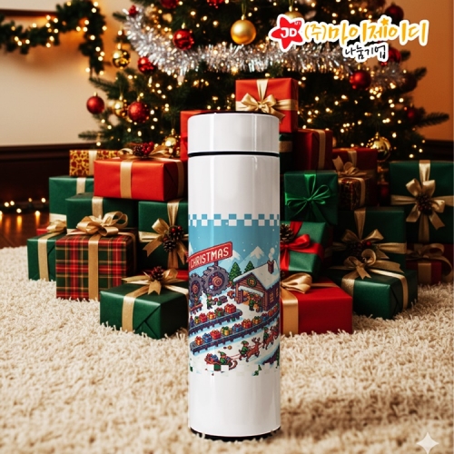 크리스마스 선물 환경사랑 텀블러 즐거운 픽셀 크리스마스 온도계 텀블러500ml