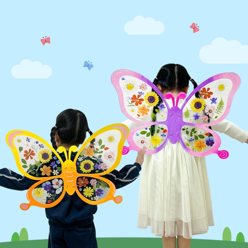 [오늘놀이] 압화꽃 나비 날개 만들기(곤충/역할놀이/압화 스티커 포함/KC인증)