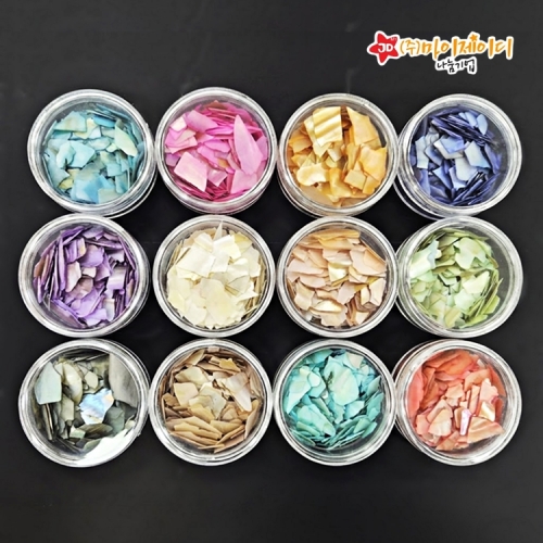 DIY 레진 네일 아트 전통 자개 만들기 대용량 천연자개 플레이크15g 12색(색상선택)