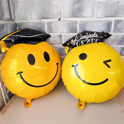 [파티붕붕]해피 졸업 이모션 은박풍선 / 졸업 스마일 학사모 풍선 졸업식 축하 이벤트 장식 소품