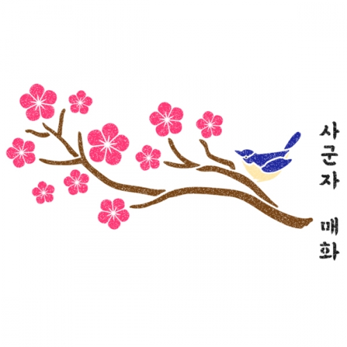우돌아트 스텐실 도안 4445 우리나라 전통 사군자 도안 매화 꽃