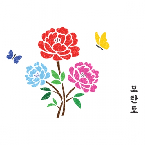 우돌아트 스텐실 도안 4452 우리나라 전통 민화도안 모란도 꽃