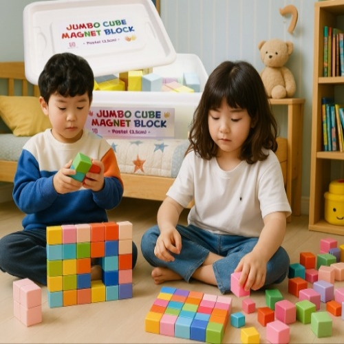 [두손] 점보큐브마그넷블럭(레인보우162pcs)