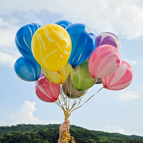 [파티붕붕] 마블풍선 (10개) / 12인치 헬륨 효과 생일 파티풍선 포토존 데코 장식