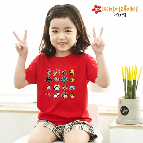 국산 순면 아트 티셔츠 면티 원복 반티 반팔 픽셀 프렌즈