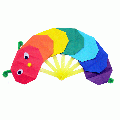 [쫑이닷컴] 애벌레 무지개 부채